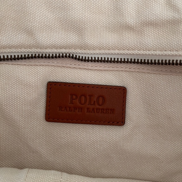Ralph Lauren Polo Tote Canvas Vintage Flag Polo Leather Label Unlined 482286 - Picture 5 of 15